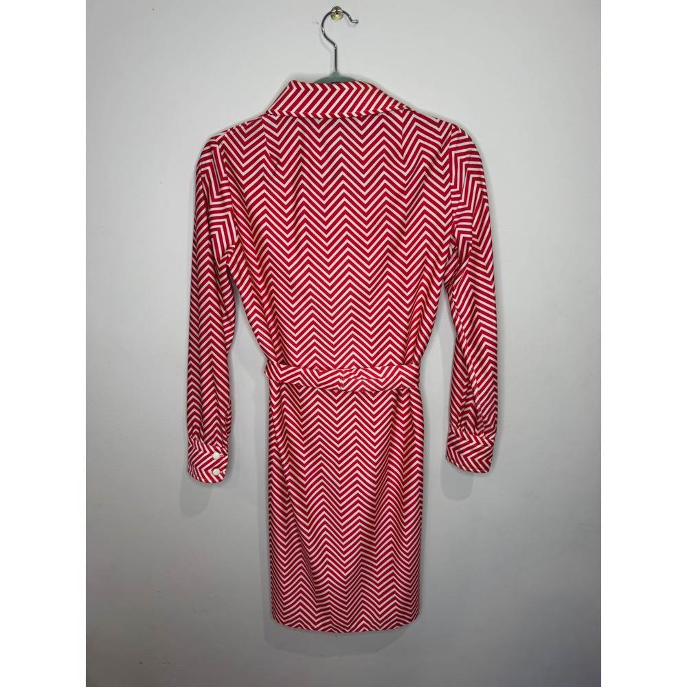 Vintage Young Dimensions for Saks Fifth Avenue Red White Chevron Shirt Dress 8 - Picture 3 of 7